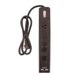 6 outlet USB surge protector 1780J, 2.4A, 4' cord, flat plug, lit switch (SW #41495)
