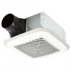 Ventilation fan with LED lighting, 100 CFM, 1.5 Sones. Uses 9W integrated LED module (included). ENERGY STAR qualified.