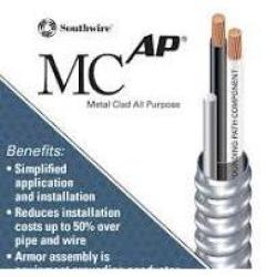 12/2WG MC-AP STRANDED (BLACK, WHITE, BARE) / 250' COIL