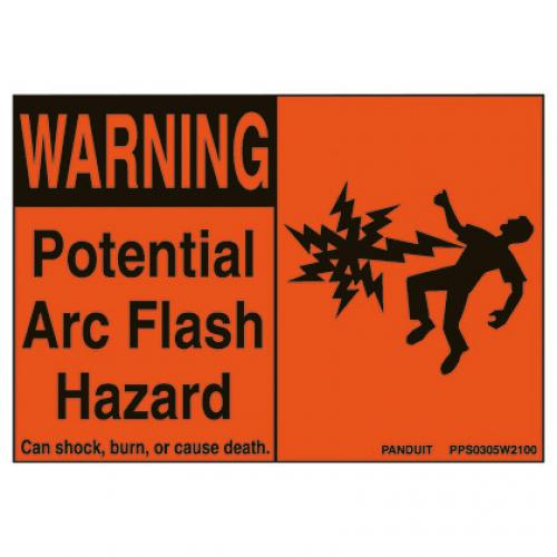 Adhesive Sign, Polyester, 'Warning Arc Flash..', 4.50" x 2.25", 5 Pieces/Pack/pk, BL/OR