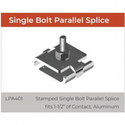 stamped single bolt parrallel splice fits 1-1/2" of contact aluminum