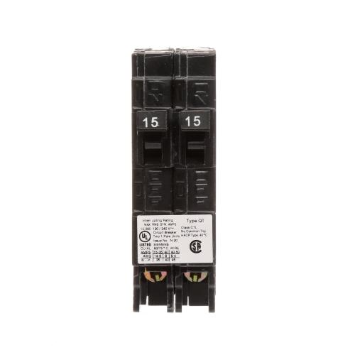 BREAKER 15/15A 1P 120V 10K QT DUPLEX