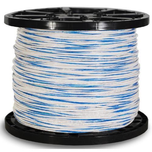 #10 Copper THHN White w/ Blue Stripe Stranded / 2500' Reel